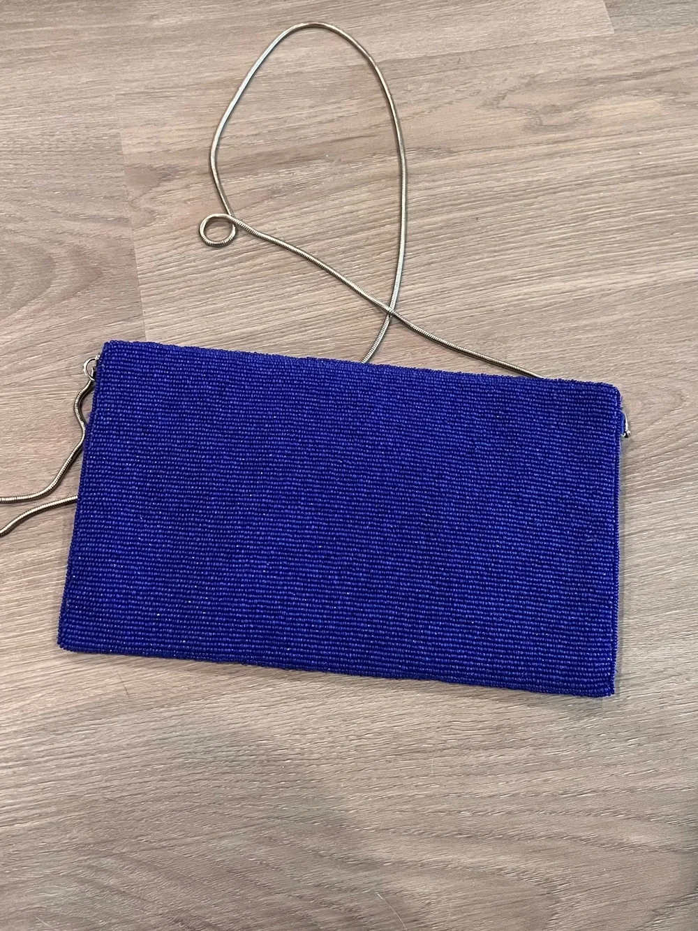 Beaded Floral Face Motif Clutch - Blue & Pink
